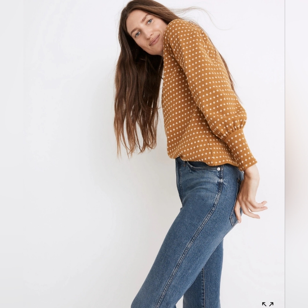 Madewell Floral Jacquard Square-Neck Top - Picture 2 of 7
